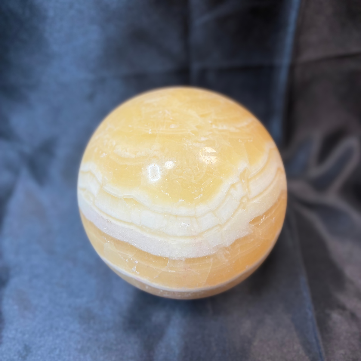3.5" Orange Calcite Crystal Sphere – 90mm Creamsicle Statement Piece w/ Stand