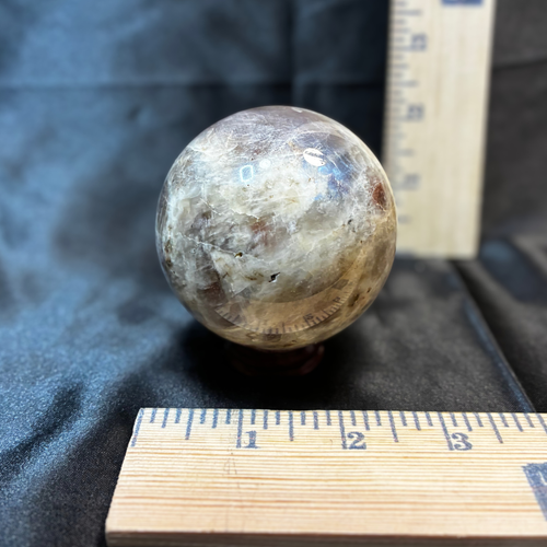 2.5" Blue Flash Moonstone Crystal Sphere – 60mm Polished w/ Stand