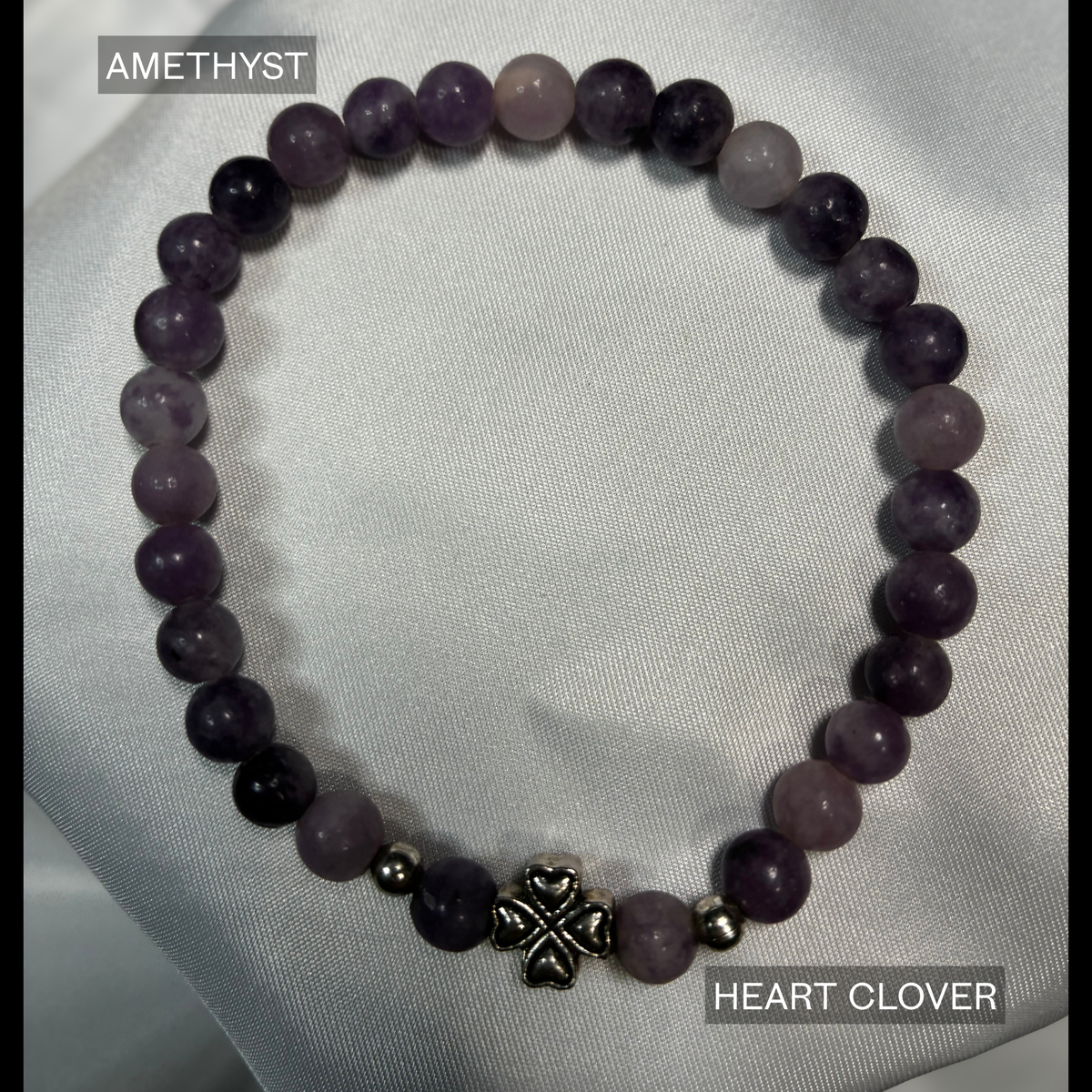 Natural Semi Precious Stone - (Medium) Bead Stretch Bracelet with Charms