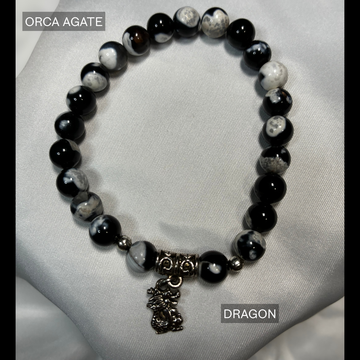 Natural Semi Precious Stone - (Medium) Bead Stretch Bracelet with Charms