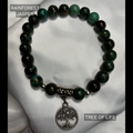 Natural Semi Precious Stone - (Medium) Bead Stretch Bracelet with Charms