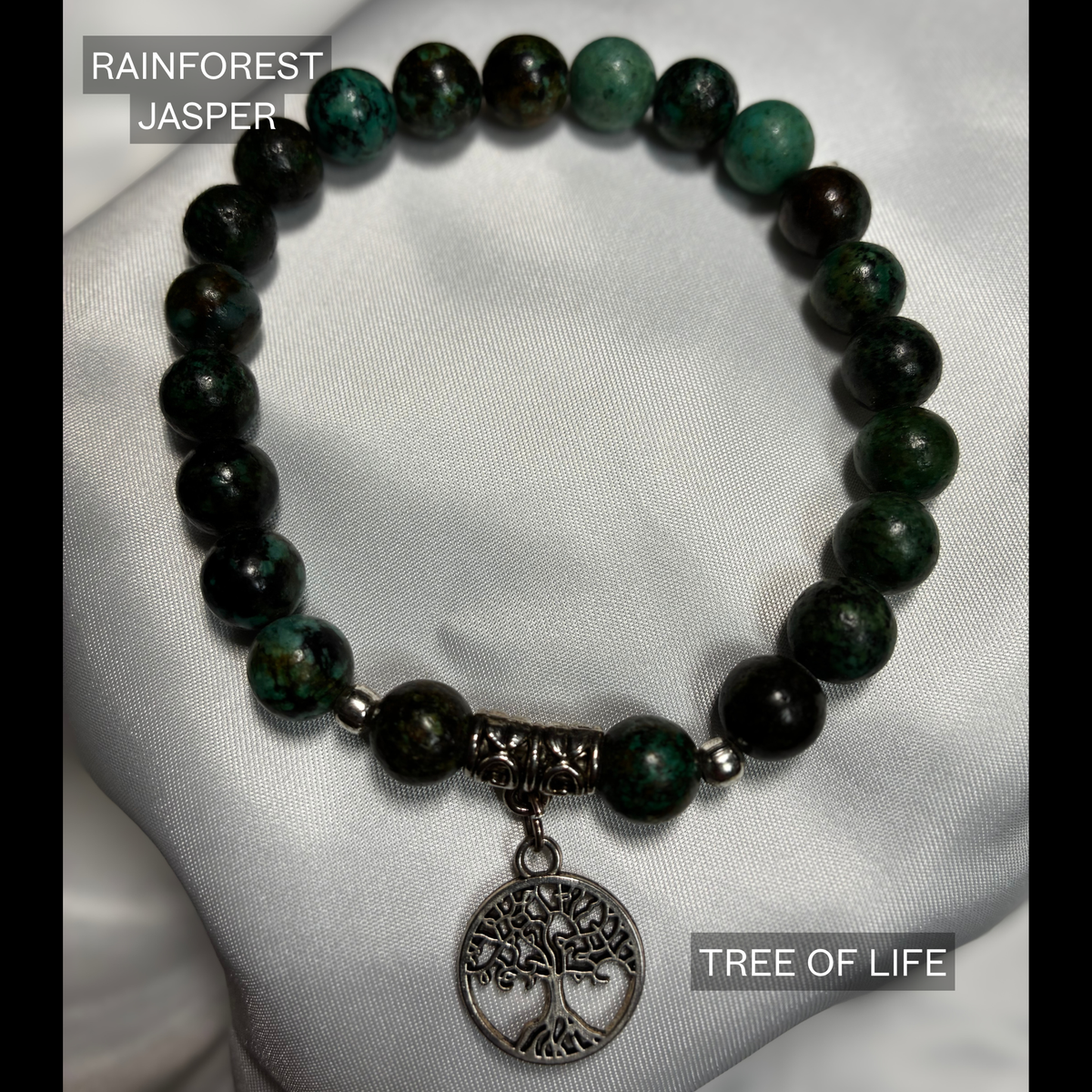 Natural Semi Precious Stone - (Medium) Bead Stretch Bracelet with Charms
